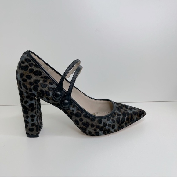Boden The Point Mary Jane in Cowhide Leopard Print Gray and Black preppy office - Picture 2 of 13